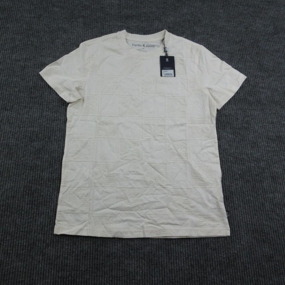 Psycho Bunny Shirt Mens 3 White GIO All Over Flocked Tee 100% Cotton Graphic NWT